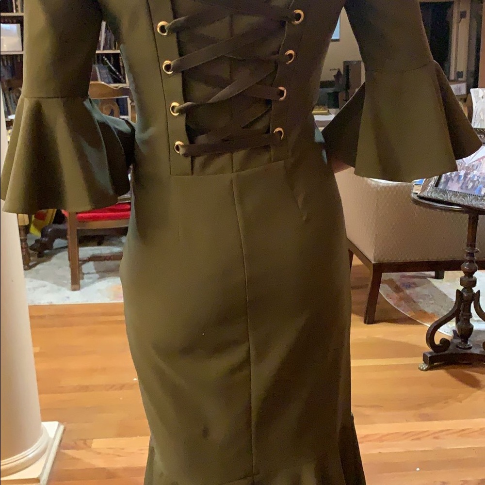 La Pateau size 40 olive green midi dress